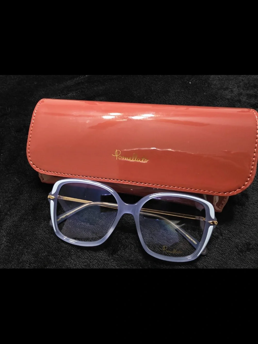 Pomellato Lavender Square Sunglasses with Coral Case